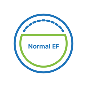 Normal ejection fraction range of 55-70%