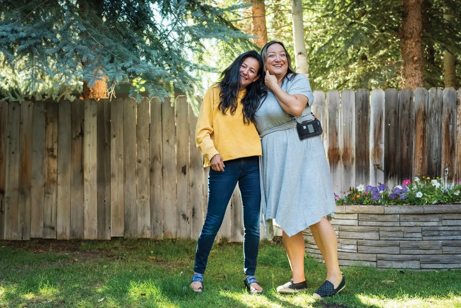 Female LifeVest patient outside with friend