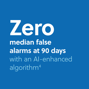 LifeVest Clinical Evidence Zero median false alarms at 90 days infographic