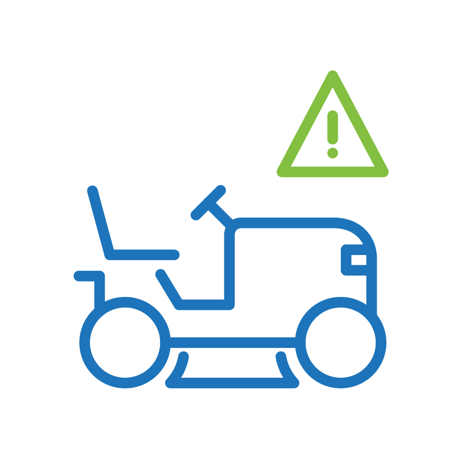 Avoid high vibration environments lawnmower icon