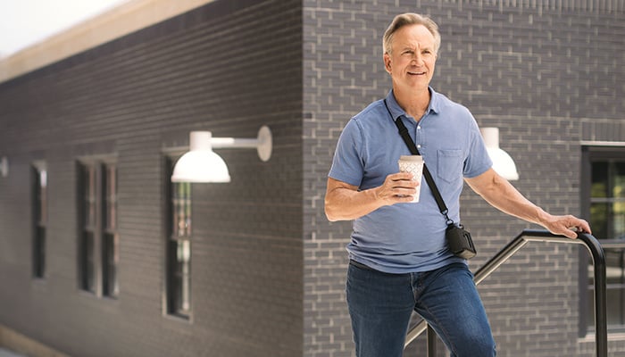 Man enjoying daily life while wearing ZOLL LifeVest